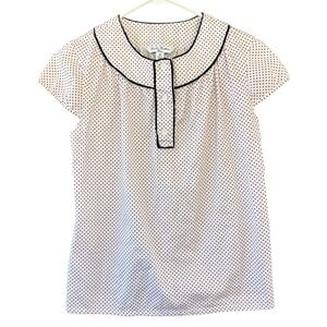 BROOKS BROTHERS Fleece Red Polka Dot Shirt Girls 16 Navy Trim‎ Nautical Preppy